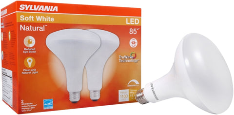 Sylvania 40785 Natural LED Bulb, Spotlight, BR40 Lamp, 85 W Equivalent, E26 Lamp Base, Dimmable, Frosted