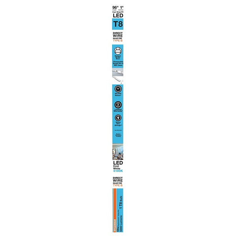 Sylvania 41098 LED Bulb, Linear, T8 Lamp, FA8 Single-Pin Lamp Base, Frosted, Cool White Light, 4100 K Color Temp