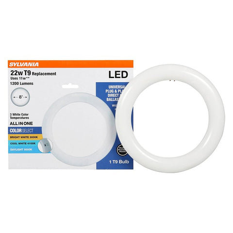 Sylvania 41207 LED Bulb, Circline, T9 Lamp, 22 W Equivalent, G10Q 4-Pin Lamp Base, 3000, 4100, 5000 K Color Temp