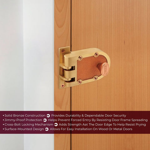 Prime-Line SE 15361 Rim Deadbolt, Bronze, Brushed Brass, Segal Keyway, 1-3/8 to 2-3/8 in Thick Door