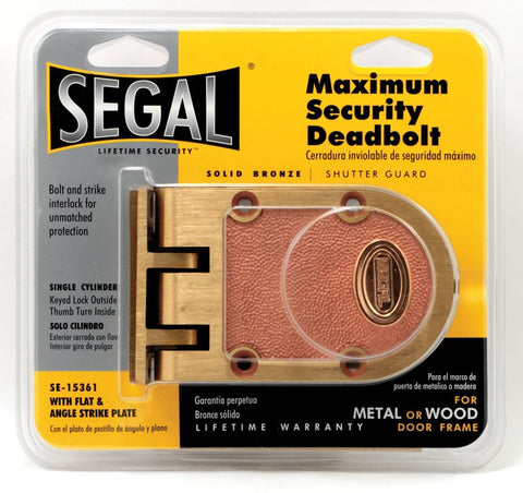 Prime-Line SE 15361 Rim Deadbolt, Bronze, Brushed Brass, Segal Keyway, 1-3/8 to 2-3/8 in Thick Door
