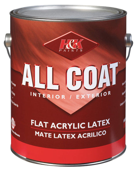 H&K Company All Coat Interior/Exterior Acrylic Latex Paint Basic White Flat 1 gal.