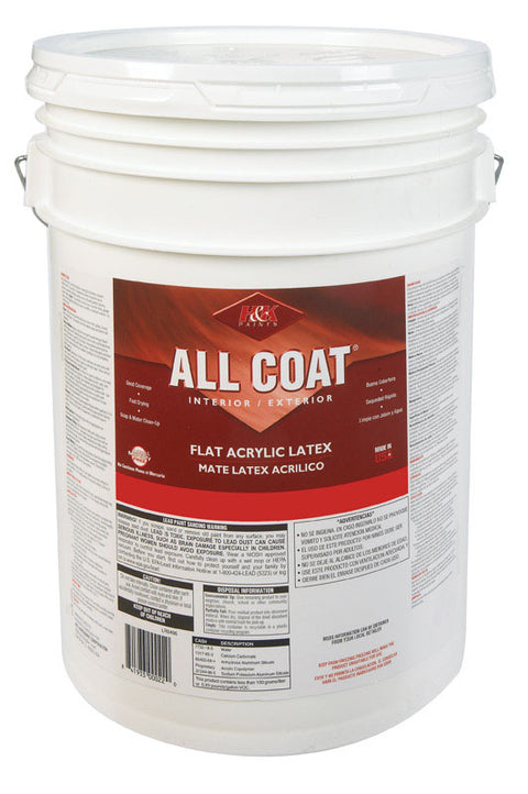 H&K Company All Coat Interior/Exterior Acrylic Latex Paint Basic White Flat 5 gal.
