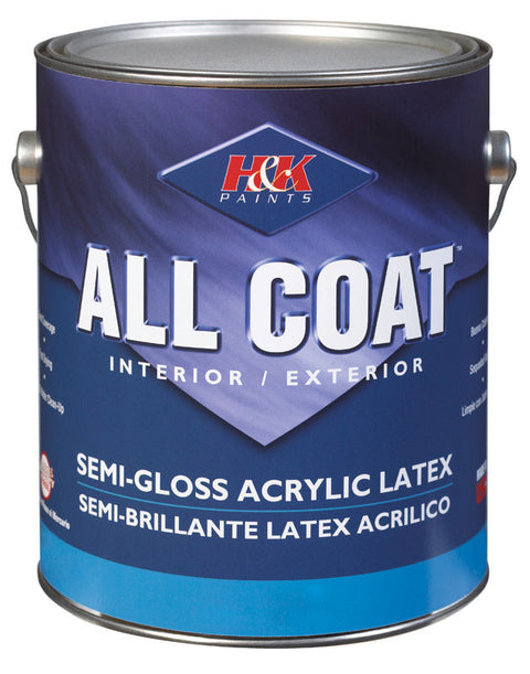 H&K Company All Coat Interior/Exterior Acrylic Latex Paint Basic White Semi-Gloss 1 gal.