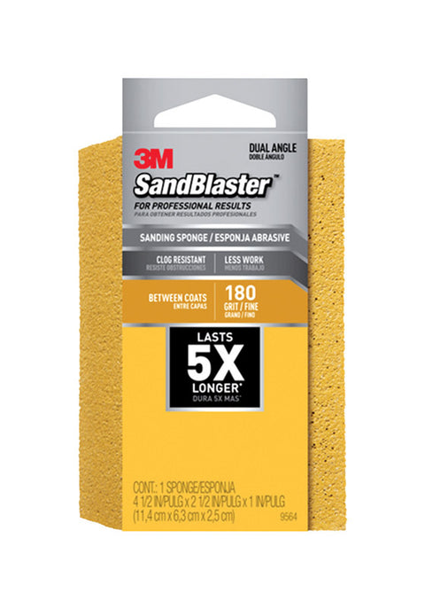 3M Sanding Sponge 2-1/2 in. W x 4-1/2 in. L Fine 180 Grit