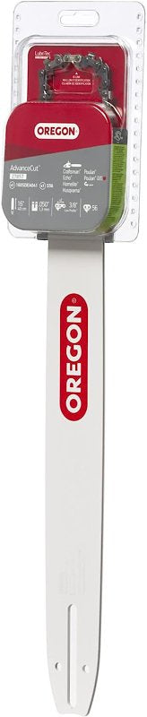 Oregon AdvanceCut 27857 Bar and Chain Combo, Small Bar Nose Radius, 56-Drive Link, 91PX Chain, 3/8 in TPI/Pitch