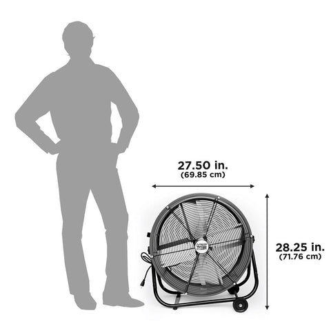MaxxAir BF24TFRED Tilting Drum Fan, 1 -Phase, 120 V, 4 -Blade, 2 -Speed, 2800, 4000 cfm Air, Red