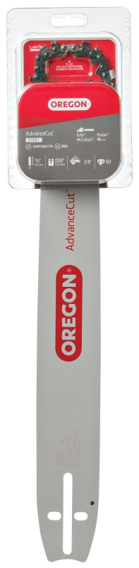 Oregon AdvanceCut Series 27851 Bar and Chain Combo, S Bar Nose Radius, 60-Drive Link, 72V Chain, 3/8 in TPI/Pitch