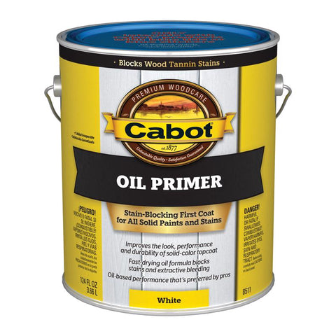 Cabot 140.0008511.007 Exterior Primer, Flat, White, 1 gal, Pack of 4