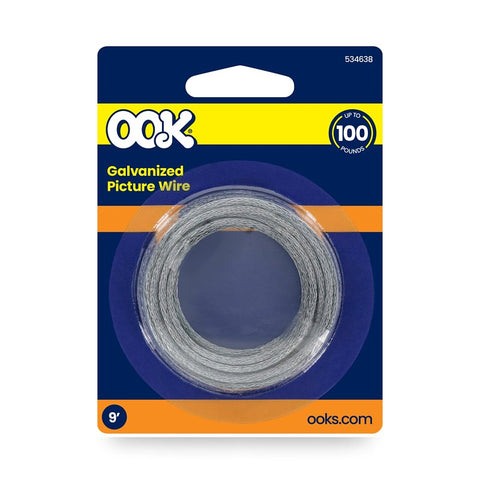 OOK 50126 Picture Hanging Wire, 9 ft L, Galvanized Steel, 100 lb, Pack of 12