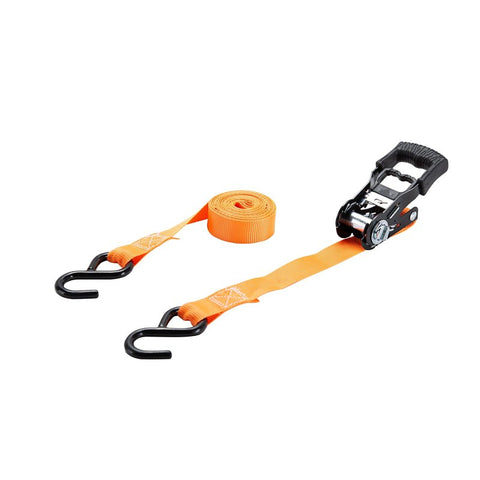 ProSource FH64070 Tie-Down, 1 in W, 13 ft L, Metal/Polyester, Orange, 300 lb, S-Hook End Fitting, Steel End Fitting