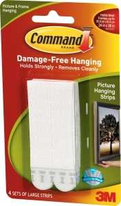 Command 17206 Picture Hanging Strip, 4 lb/set, Foam, White, 4/SET