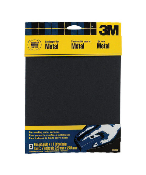 3M Emery Cloth Sandpaper 11 in. L Assorted 3 pk