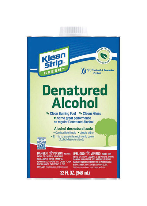 Klean Strip Green Denatured Alcohol Clean Burning Fuel 32 oz.