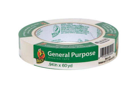 Duck 0.94 in. W x 60 yd. L General Purpose Masking Tape Regular Strength Beige 1 pk