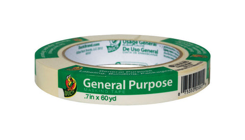 Duck 0.7 in. W x 60 yd. L General Purpose Masking Tape High Strength White 1 pk