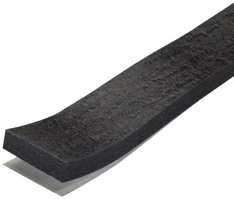 M-D 43154 Weatherstrip Tape, 1-1/4 in W, 3/8 in Thick, 10 ft L, Sponge Rubber, Black