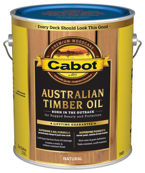 Cabot 19400 140.0019400.007 Australian Timber Oil, Flat, Natural, Liquid, 1 gal, Pack of 4