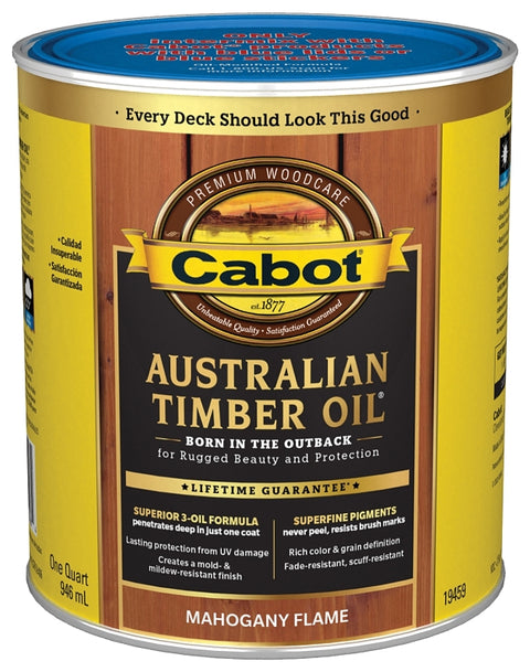 Cabot 140.0019459.005 Australian Timber Oil, Mahogany Flame, 1 qt Can, Liquid