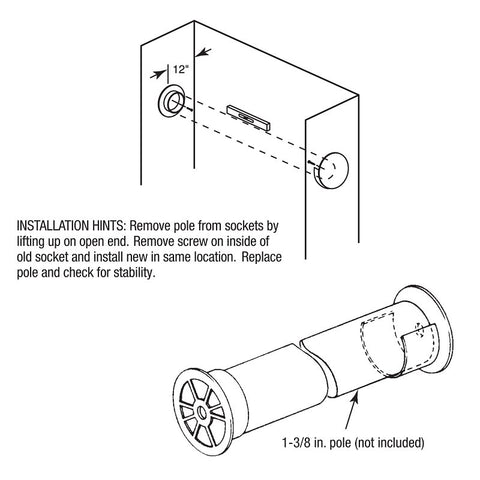 Prime-Line N 6568 Closet Pole Socket, Plastic, White
