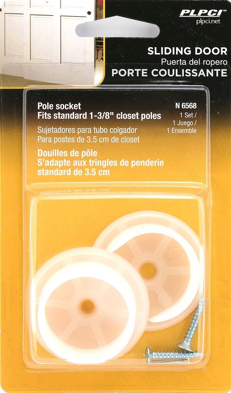 Prime-Line N 6568 Closet Pole Socket, Plastic, White