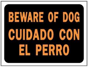 Hy-Ko Hy-Glo Series 3060 Identification Sign, Rectangular, BEWARE OF DOG, Fluorescent Orange Legend, Black Background, Pack of 10