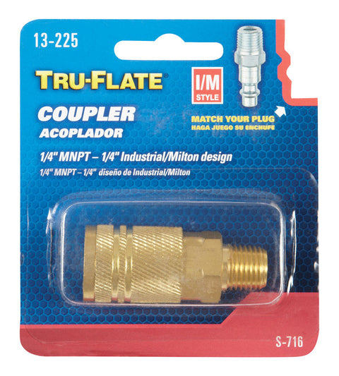 Tru-Flate Quick Change Coupler Brass 1/4 in. MNPT