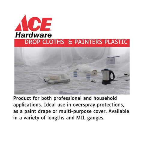 Ace 3 ft. W X 60 ft. L X 2 mil Plastic Drop Cloth 1 pk, Pack of 12