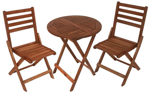 BISTRO SET ROUND FOLDING HDWD