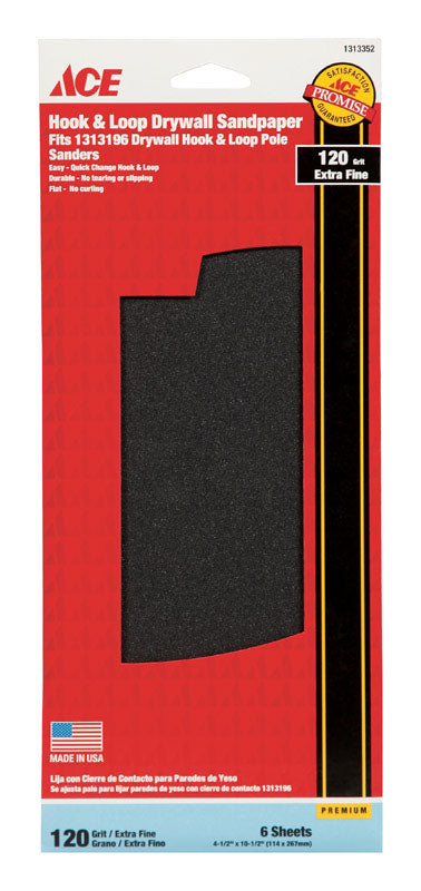 Ace Silicon Carbide Sandpaper 10-1/2 in. L 120 Grit Extra Fine 6 pk