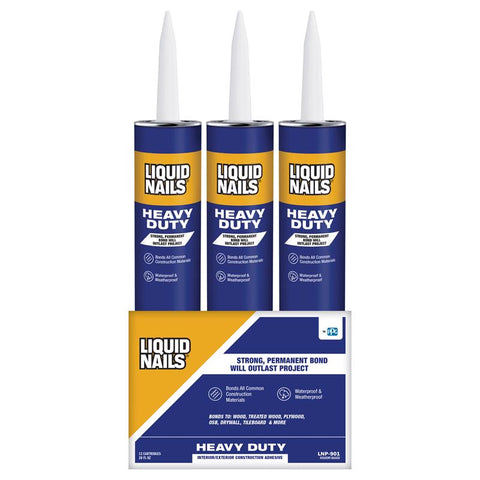 Liquid Nails Heavy Duty Acrylic Latex Construction Adhesive 28 oz, Pack of 12
