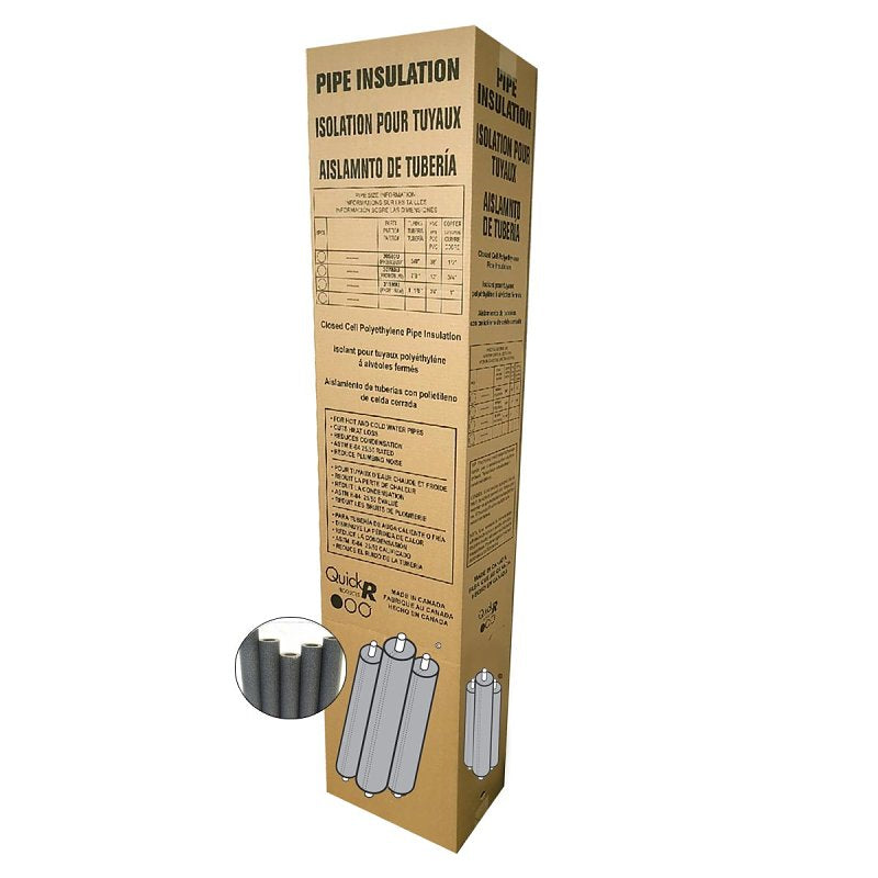 Insulation Shell Accessory Quick R 31580U Pipe Insulation, 1-5/8 in ID x 2-5/8 in OD Dia, 6 ft L ...