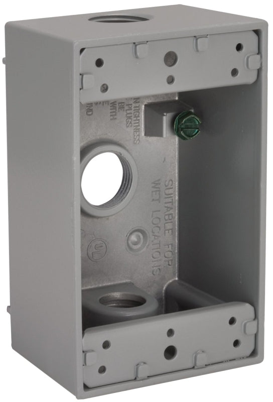 Hubbell 5320-5 Weatherproof Box, 18.3 cu-in, 3-Outlet, 1-Gang, Aluminu ...