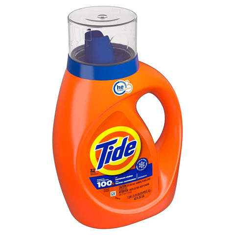 Tide 80762760 High-Efficiency Laundry Detergent, 42 fl-oz Bottle, Liquid, Original, Pack of 6
