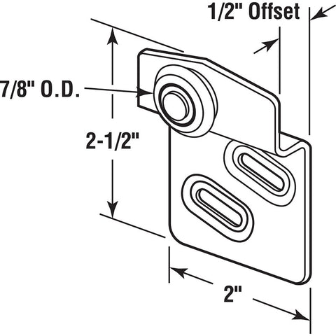 Prime-Line N 6668 Roller Assembly, 7/8 in Dia Roller, Steel, 2-Roller, 60 lb
