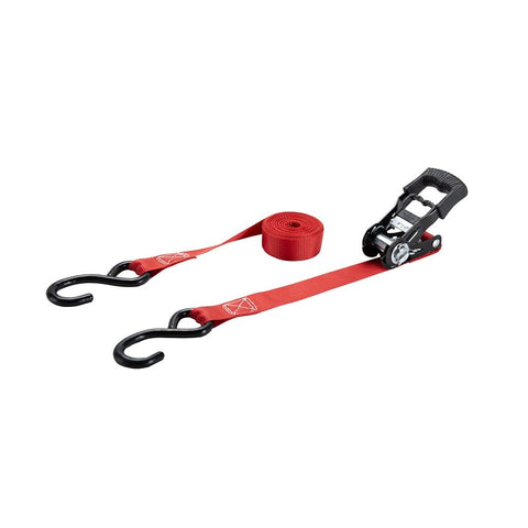 ProSource FH64056 Tie-Down, 1 in W, 14 ft L, Metal/Polyester, Red, 500 lb, S-Hook End Fitting, Steel End Fitting