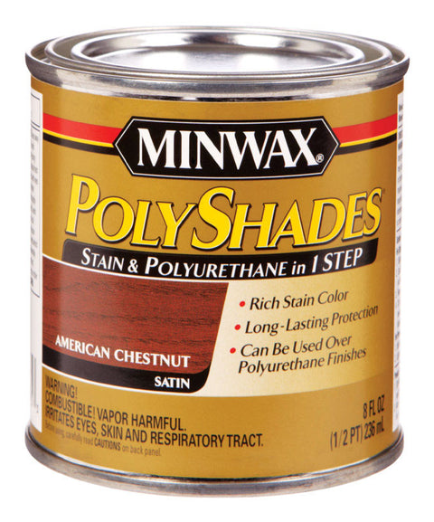Minwax PolyShades Transparent Polyurethane Polyurethane Stain American Chestnut 1/2 pt.