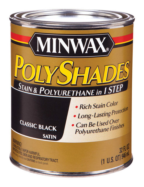 Minwax PolyShades Transparent Polyurethane Polyurethane Stain Classic Black 1 qt