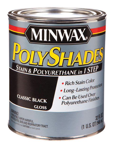 Minwax PolyShades Transparent Polyurethane Polyuethane Stain Classic Black 1 qt.