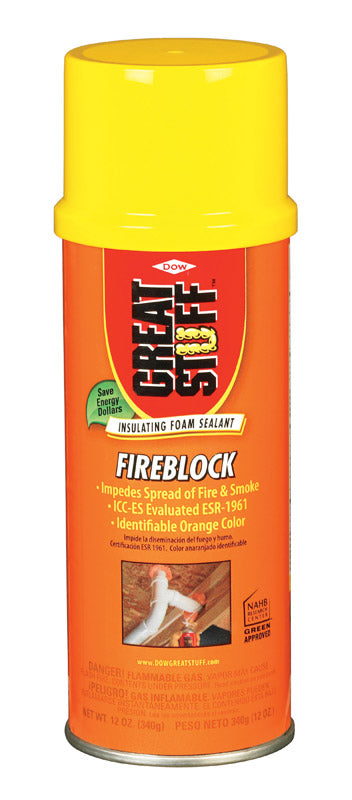 Great Stuff Fireblock Polyurethane Foam Insulating Sealant Orange 12 oz.
