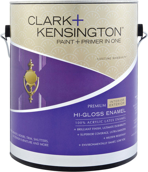 Clark+Kensington Hi-Gloss Neutral Interior/Exterior Acrylic Latex Enamel Paint 50g/L Tintable B