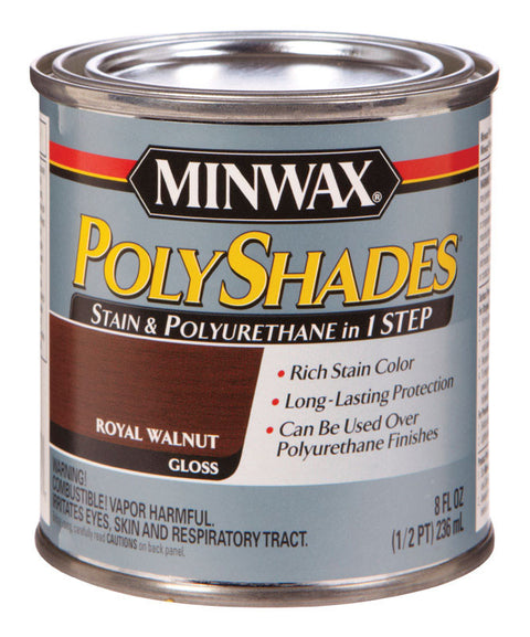 Minwax PolyShades Transparent Polyurethane Polyurethane Stain Royal Walnut 1/2 pt.