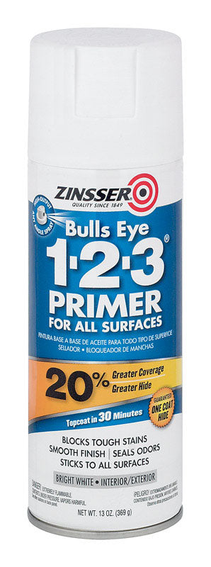 Zinsser Bulls Eye 123 Water-Based Interior and Exterior Primer and Sealer 13 oz. White