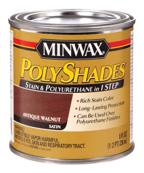 Minwax PolyShades Transparent Polyurethane Polyurethane Stain Antique Walnut 1/2 pt.