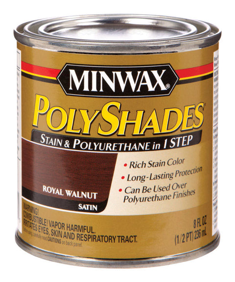 Minwax PolyShades Transparent Polyurethane Polyurethane Stain Royal Walnut 1/2 pt.