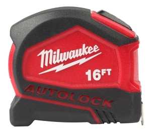 Milwaukee 48-22-6816 Tape Measure, 16 ft L Blade, Fractional Graduation