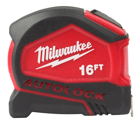 Milwaukee 48-22-6816 Tape Measure, 16 ft L Blade, Fractional Graduation