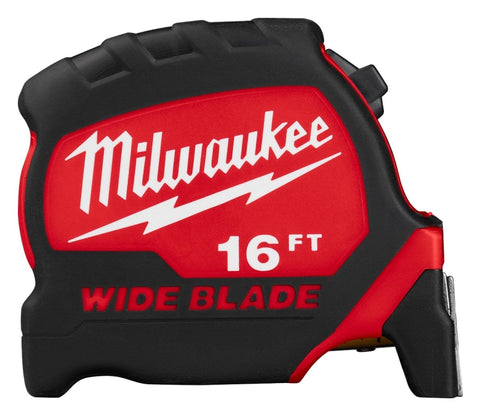 Milwaukee 48-22-0216 Tape Measure, Wide Blade, 16 ft L Blade, 1-5/16 in W Blade, Steel Blade, ABS Case, Closed Case