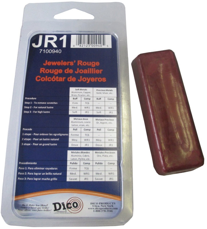 Dico 7100940 Buffing Compound, 1/2 in Thick, Jewelers Rouge, Red ...