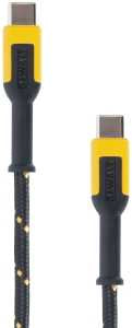 DEWALT 131 1354 DW2 Charger Cable, USB, USB-C, Kevlar Fiber Sheath, Black/Yellow Sheath, 6 ft L